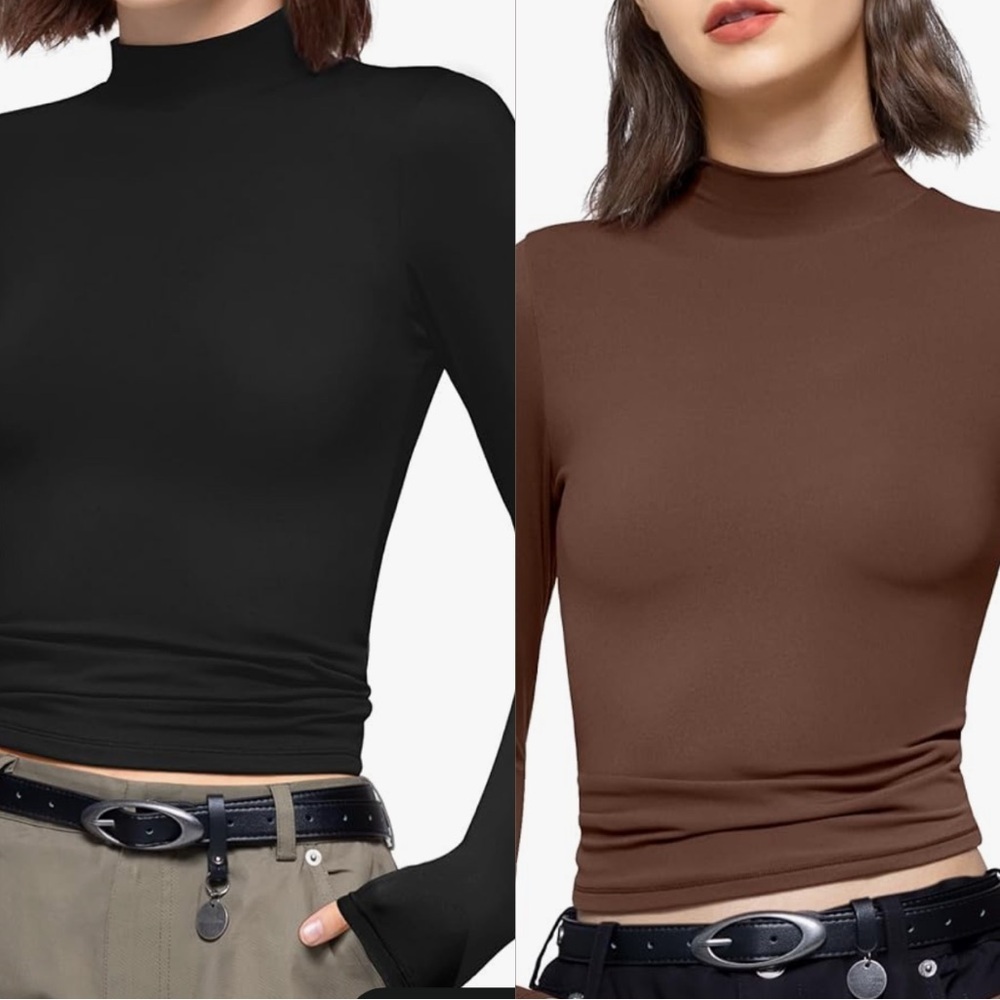 MOCKNECK BODY CONTOUR TOPS- size small (no size tag in shirts)